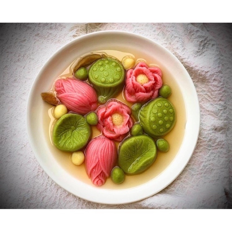 Set 4 Khuôn silicon hoa sen làm bánh trôi nước / hoa nổi hình hoa sen đẹp