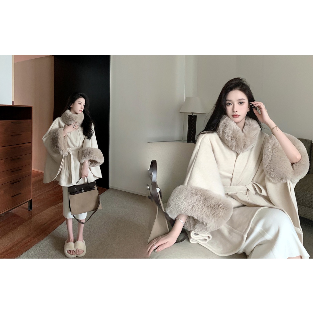 👗👗Áo Khoác Lông Cáo Hai Mặt Dáng Rộng Dài Vừa Thời Trang Hàn Quốc Dongdaemun