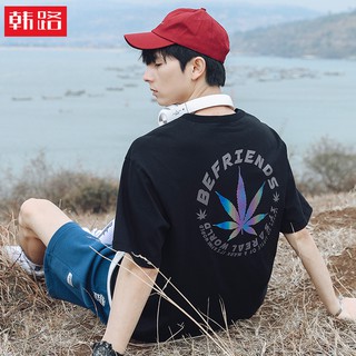 Áo Thun Nam Ngắn Tay Hè 2024 phong cách Homie 420 in hình lá sà cân