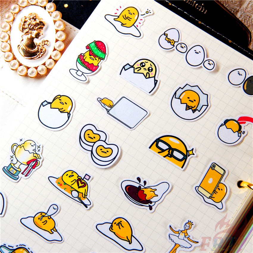 ★★★ Sticker Gudetama Q-8 Dán Trang Trí Nhật Ký ★★★ Set 50 Sticker Dán Trang Trí Album Thời Trang
