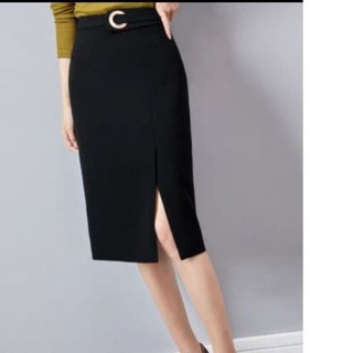 (big size) chân váy công sở co giãn phối đai C094