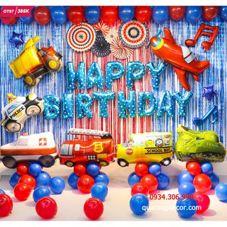 Trang trí sinh nhật ❤️FREESHIP ❤️ Set trang trí sinh nhật bé trai chủ đề ô tô cho bé trai Mã OT07 🎁CÓ QUÀ TẶNG KÈM
