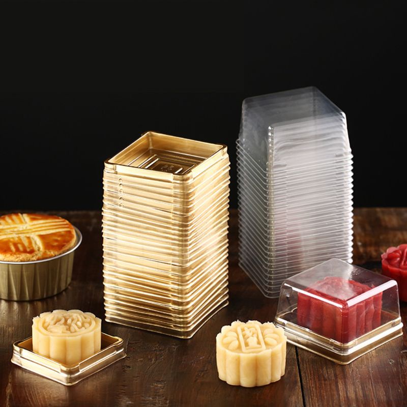 Set 50 Hộp Nhựa Vuông Mini Đựng Bánh Trung Thu 50g
