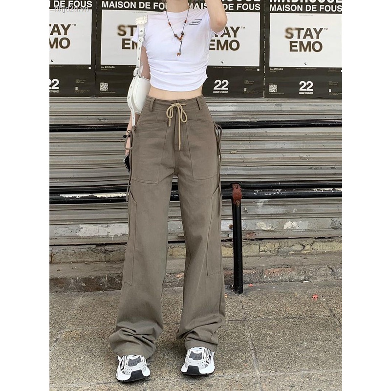 Quần Dài Ống Rộng Lưng Cao Phong Cách Retro Thời Trang Mùa Hè Cho Nam Và Nữ