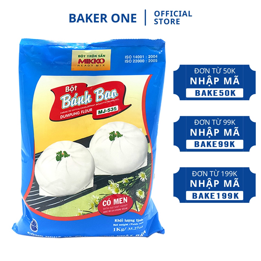 Bột bánh bao trộn sẵn men Mikko 1kg - Nguyên liệu làm bánh Baker One