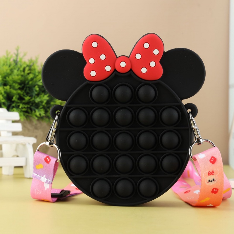 Túi đựng tiền xu hình chuột Minnie bằng silicon kích thước 13.5*10.5cm