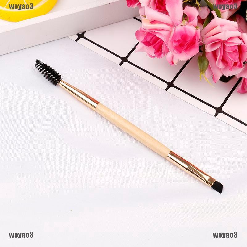 (Hàng Mới Về) Cọ Vẽ Lông Mày nylon Tay Cầm Tre Thiết Kế 2 Đầu Chuyên Dụng 13.7cm