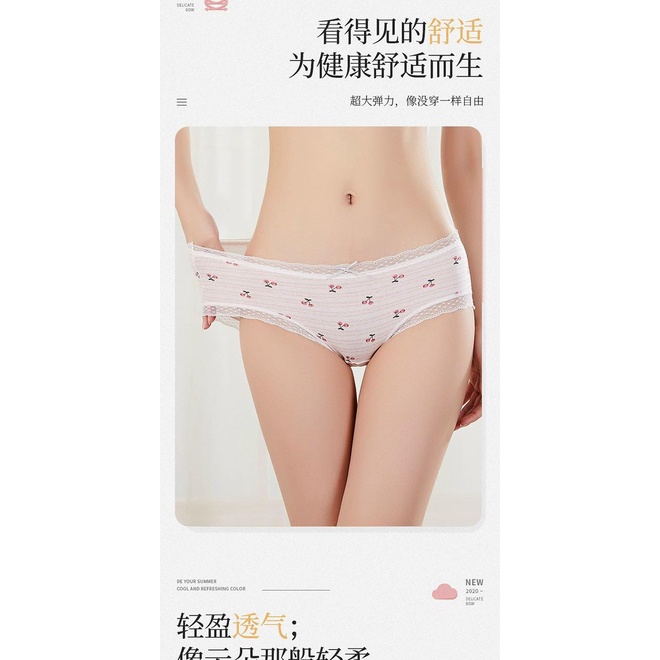 Quần lót nữ thun hình cute cao cấp phối viền ren dễ thương, mặc siêu thích và mềm mại ( Mua 5 tăng 1 )