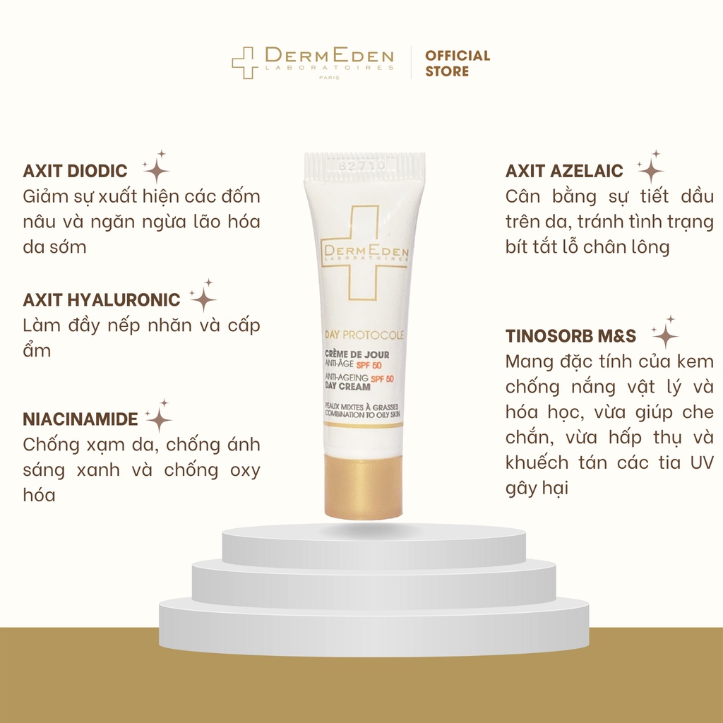 Chăm sóc da ngày và đêm DERMEDEN SPF 50, PA+++, chống lão hóa da