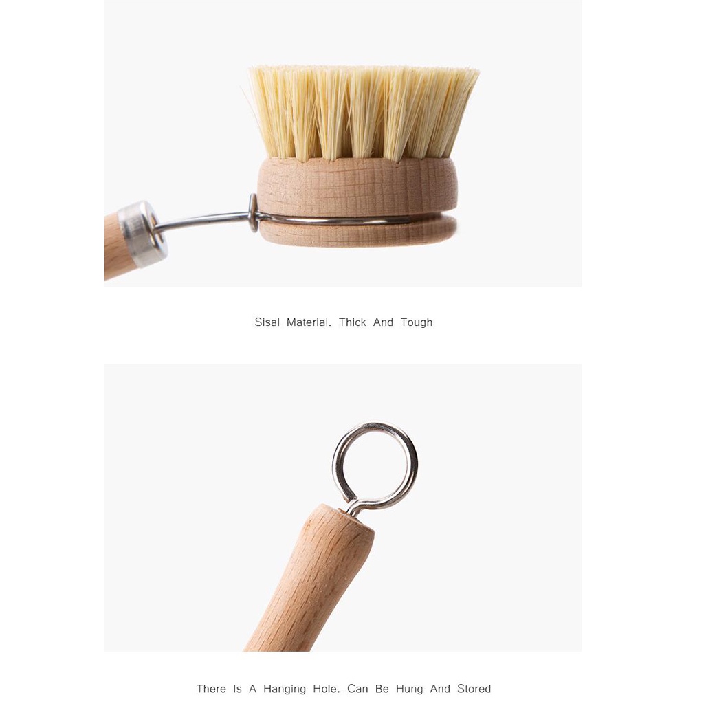 Bàn Chải Nylon Lông Tự Nhiên Cán Gỗ Cho Nhà Bếp