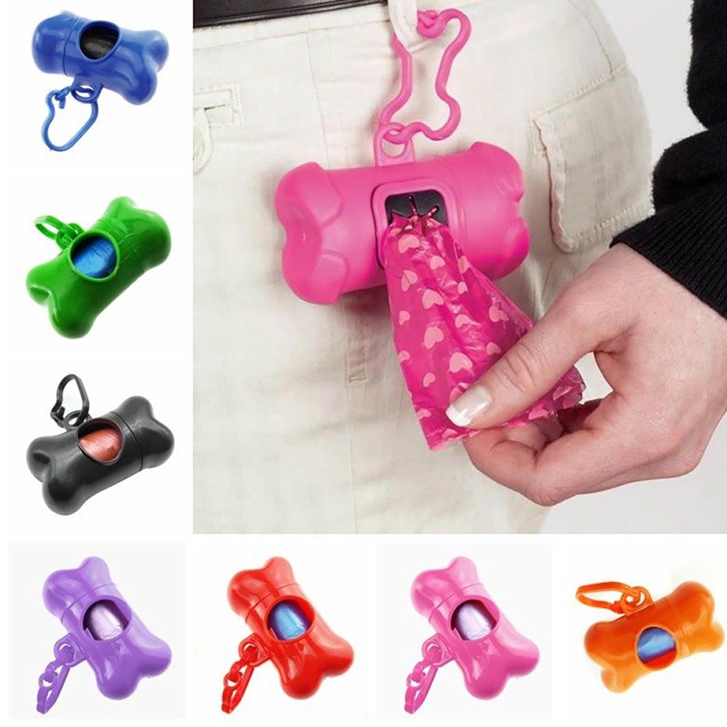 Hộp Đựng Túi Vệ Sinh Cho Chó Hình Khúc Xương Siêu Nhẹ Kèm Kẹp Nhựa Tiện Dụng