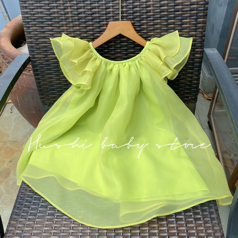 Váy xoè cánh tiên LUCY DRESS xanh cốm xinh xắn cho bé từ 3-7 tuổi