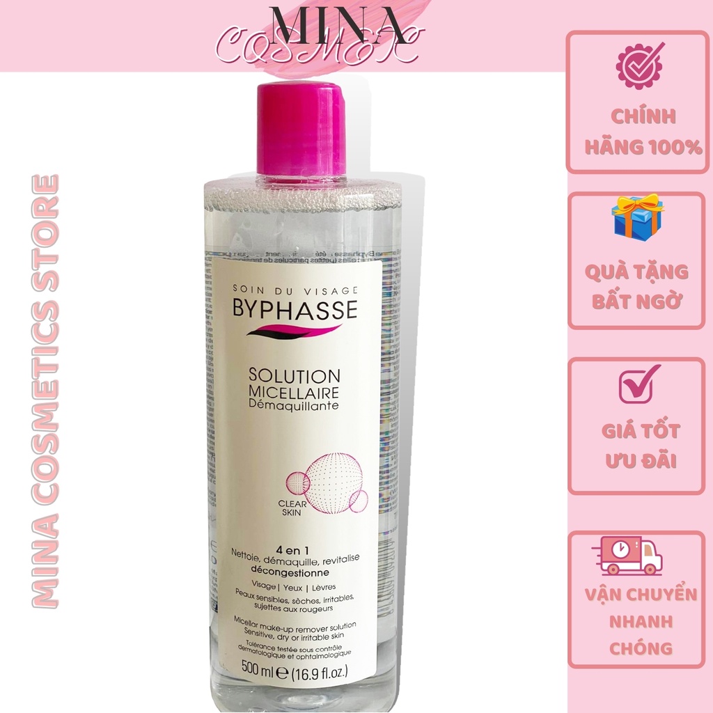 [Cam Kết Hàng Auth] Nước Tẩy Trang Làm Sạch Sâu, Ngăn Ngừa Mụn Byphasse Solution Micellaire 500ml