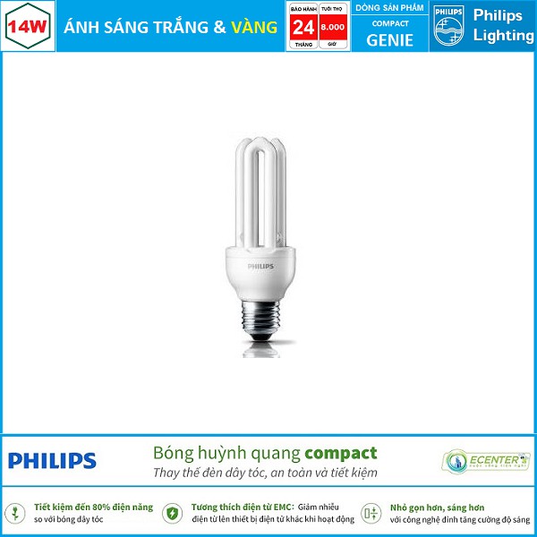 Đèn Philips Genie 14W CDL E27 ( Ánh sáng Trắng + Vàng )