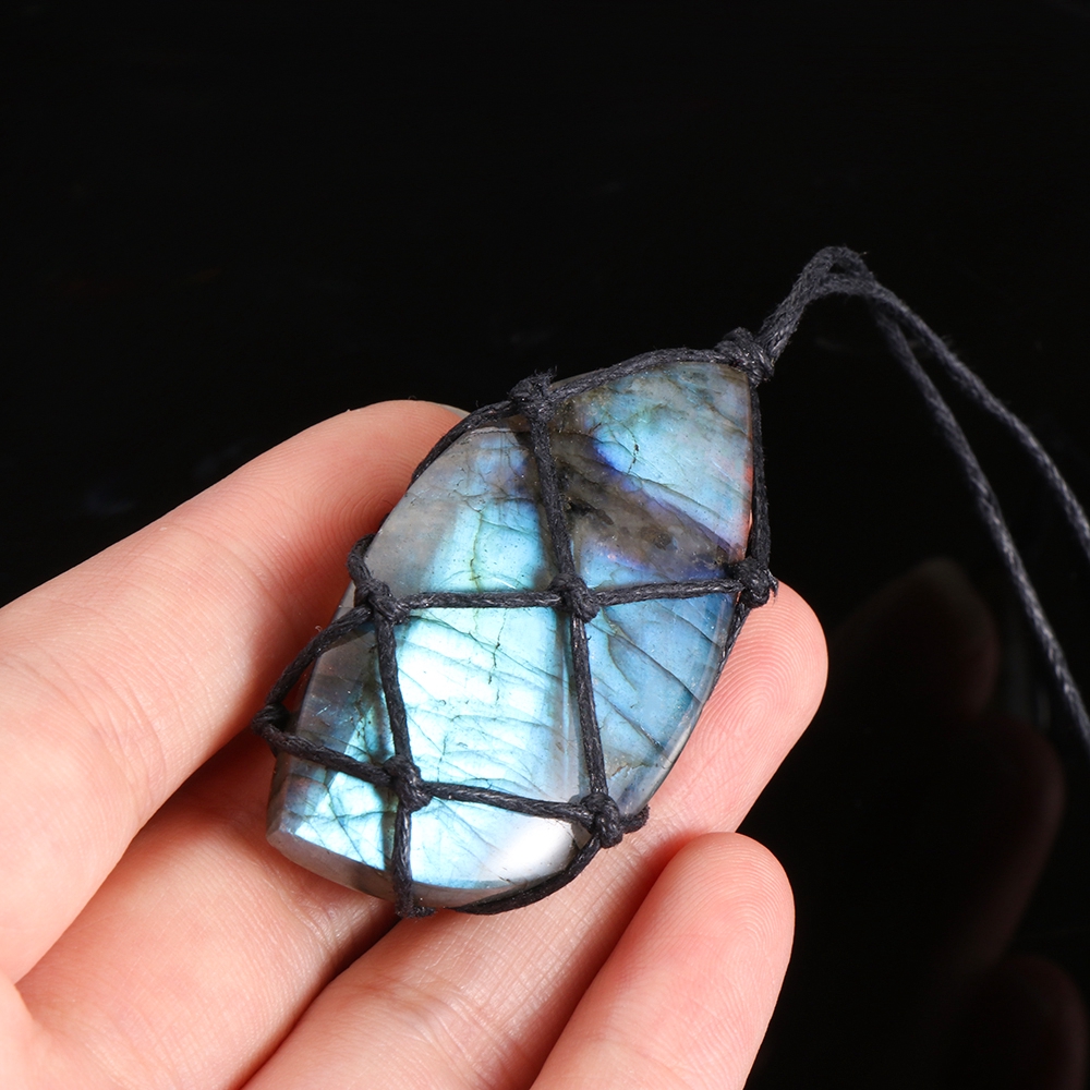 Dây chuyền dài mặt đá Labradorite cấp năng lượng cho nam nữ