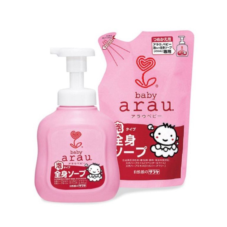 Combo sữa tắm gội toàn thân Arau Baby 450ml (01 chai + 01 túi)