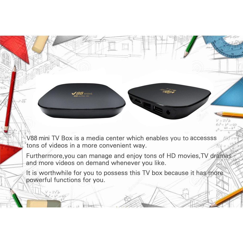 Đầu TV Box 2022 V88 32 + 512GB Android 12.0 8K Ultra HD 2.4GWiFi KèM Phụ KiệN ChấT LượNg Cao