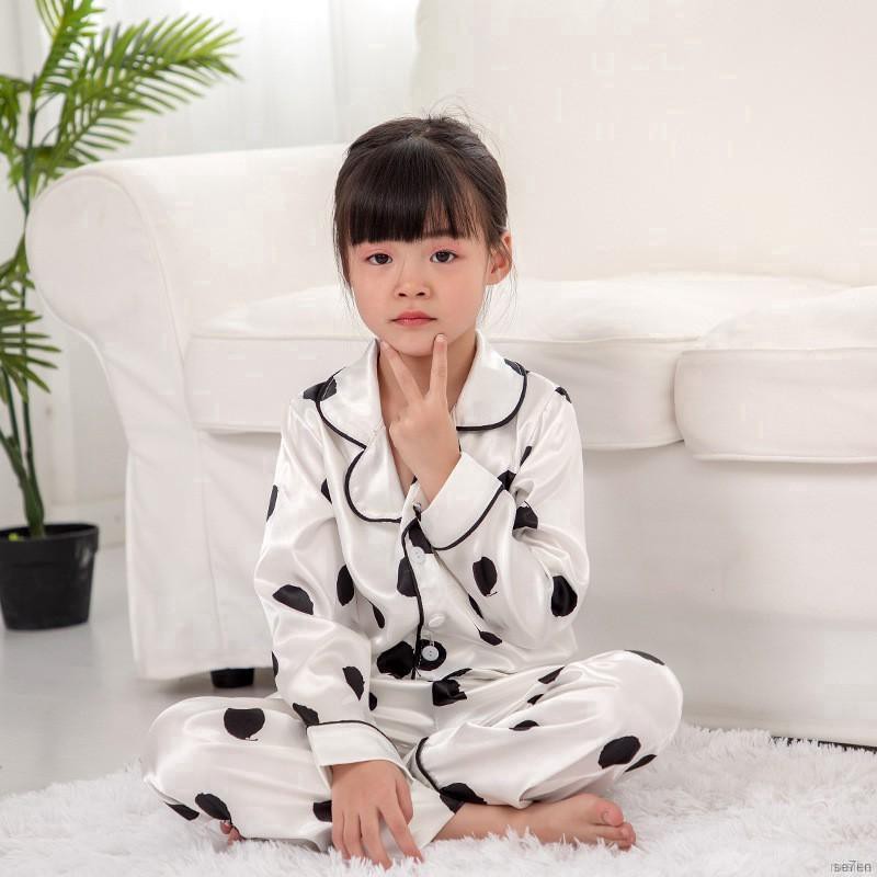 Bộ Đồ Ngủ Pijama Bằng Lụa Satin Cho Bé Trai Và Gái