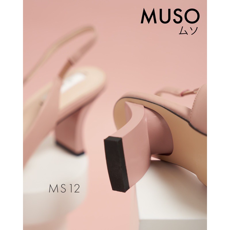 Giày Slingback Vá Mũi Gót Dẹp Cong 7Cm MUSO12