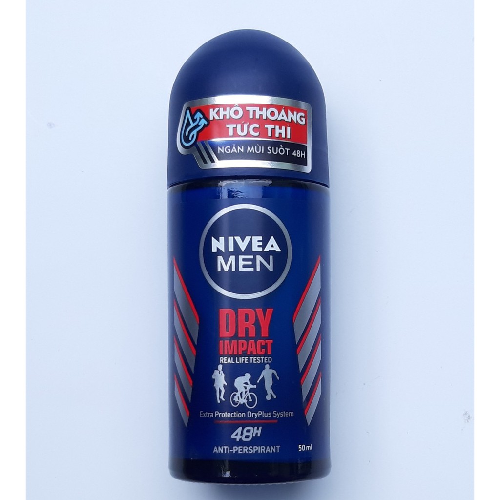 [ngăn mùi suốt 48h] Lăn khử mùi nam Nivea Men Dry Impact khô thoáng tức thì 50ml