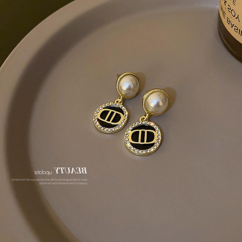 Bông Tai Hình Tròn Đính Đá Và Ngọc Trai Giả Phong Cách Retro 2022