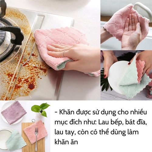 [GIÁ RẺ] Khăn lau nhà bếp ️ Khăn lau đa năng 2 mặt siêu thấm hút mềm mại lau tay lau bát đĩa dễ giặt tái sử dụng