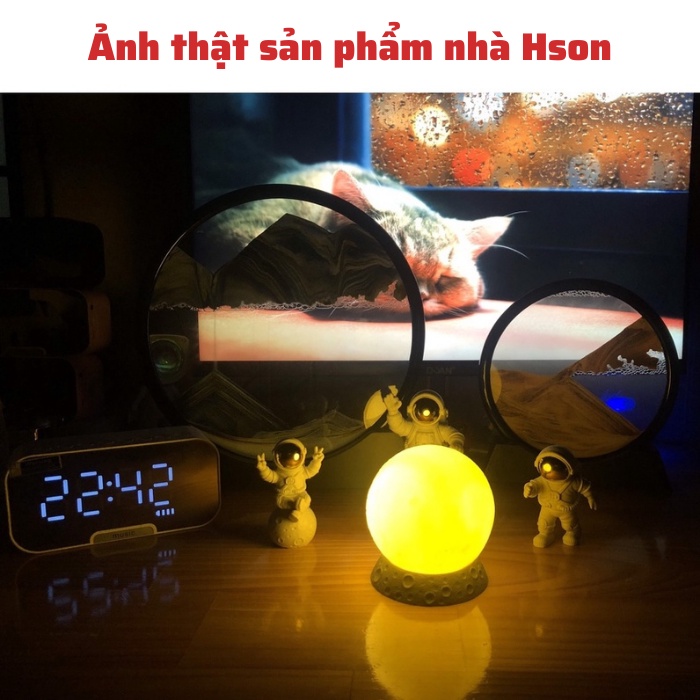 Loa đồng hồ đa chức năng HSON, loa bluetooth mini kiêm đồng hồ, báo thức, nghe FM, hiện thị đèn led màn hình tráng gương