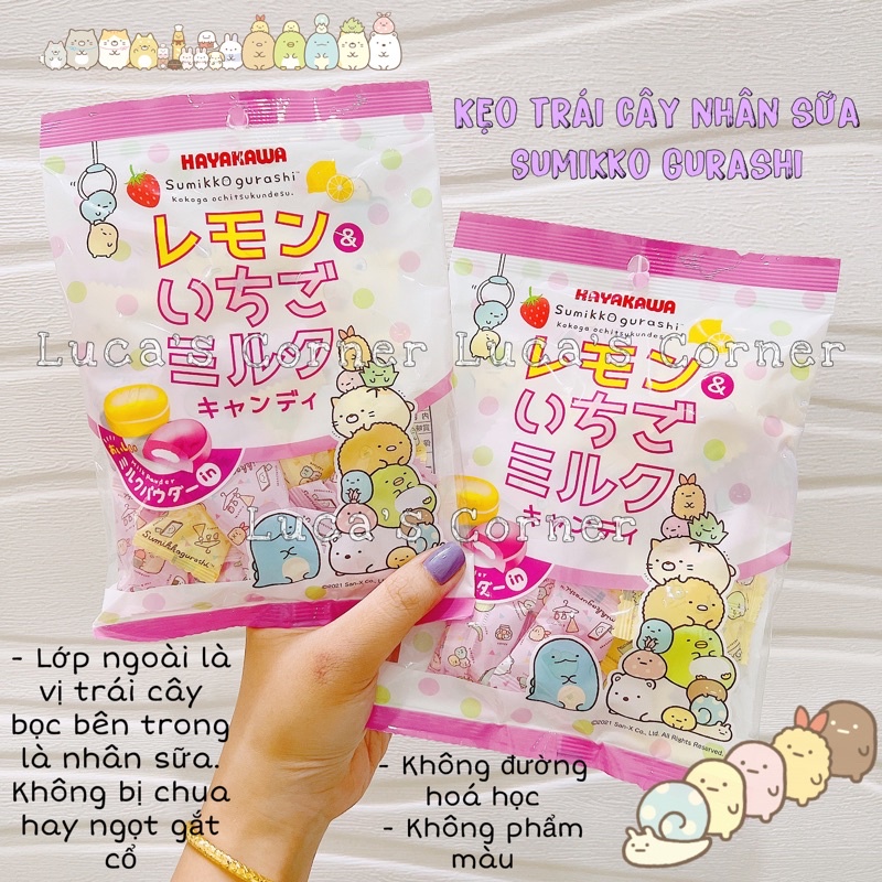 Kẹo trái cây nhân sữa Sumikko Gurashi Hayakawa Nhật Bản cho bé