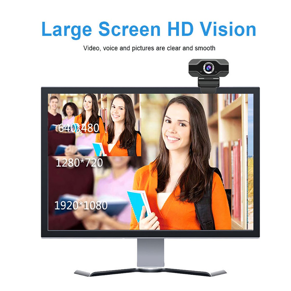 Webcam góc rộng Full HD 1080P 130 ° cho cuộc gọi video HD cho máy tính xách tay có micrô và sử dụng cổng USB | BigBuy360 - bigbuy360.vn