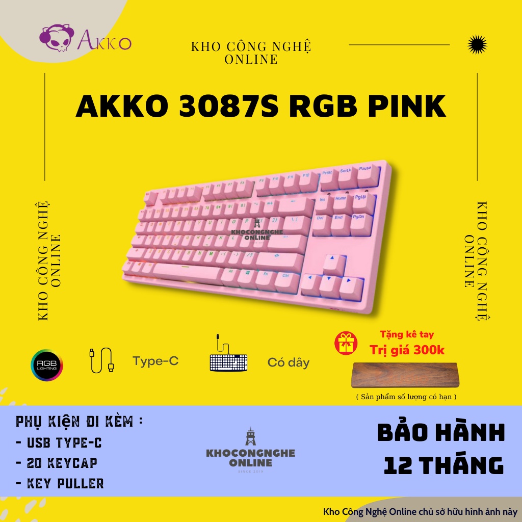 Bàn phím cơ AKKO 3087S RGB – Pink