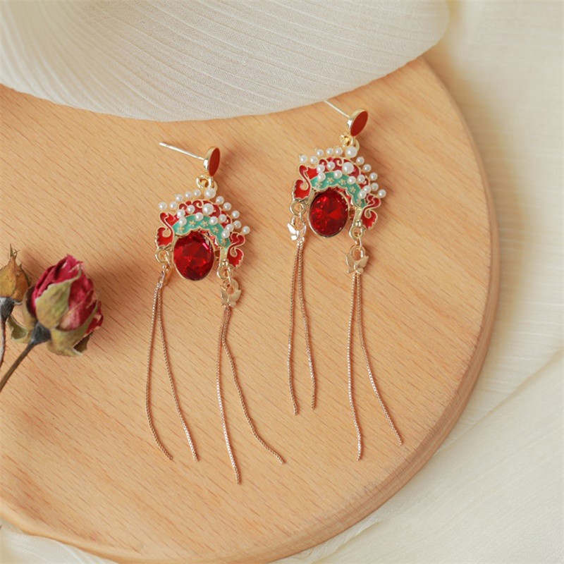 Women Chinese Style Opera Dangle Earrings