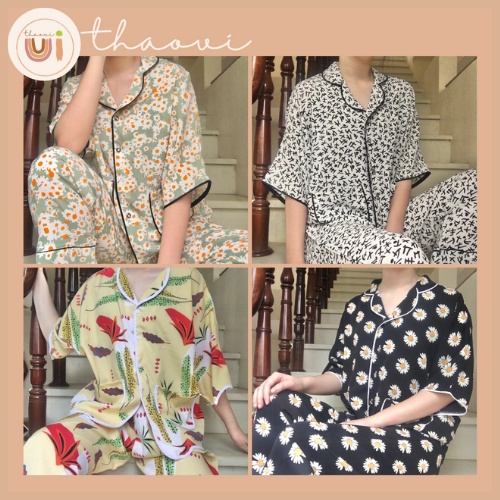 Bộ đồ ngủ Pijama Ngắn Tay Quần Dài Họa Tiết Dễ Thương Siêu Xinh Mặc Nhà Thoải Mái Rộng Rãi Thoáng Mát Mango Lụa Hàn | BigBuy360 - bigbuy360.vn