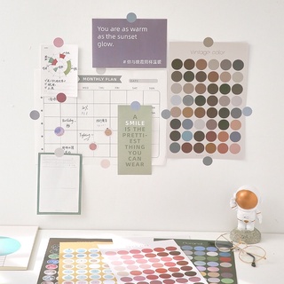 🌸SET 48 STICKER DÁN TRANG TRÍ HÌNH TRÒN NHIỀU MÀU SẮC, NHÃN DÁN TRÒN PHONG CÁCH MORANDI🌸