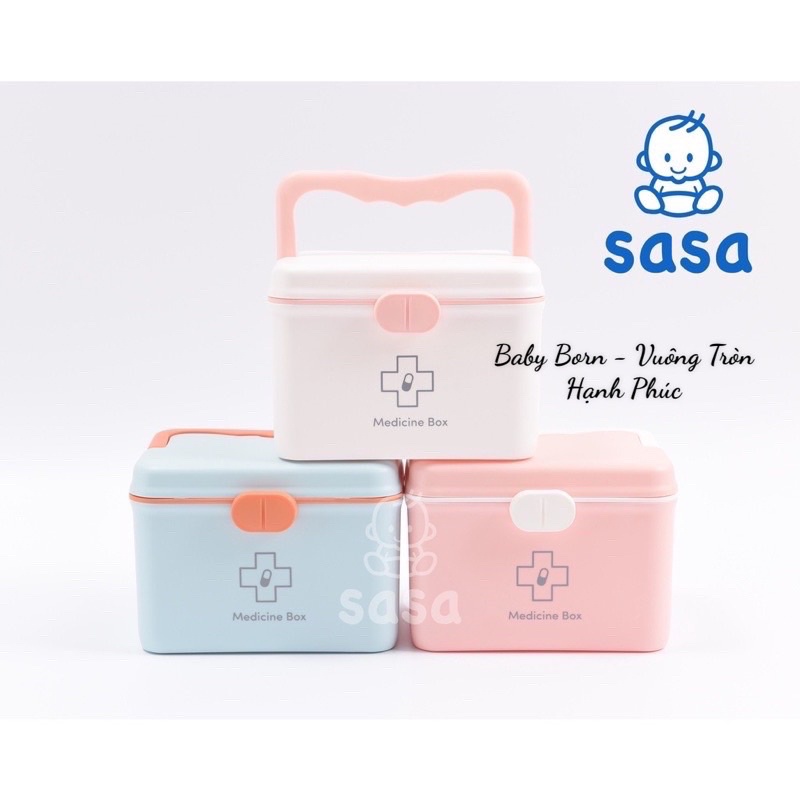 - Mẫu mới, Hộp y tế mini Sasa hộp đựng thuốc và dụng cụ y tế mẫu mới size to  2 tầng có quai xách tiện lợi