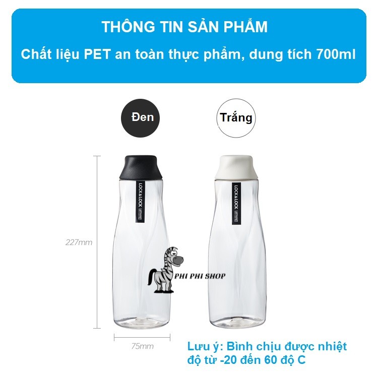 Bình đựng nước Lock&amp;Lock nhựa PET dung tích 700ml an toàn thực phẩm HAP5.59