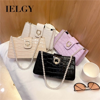 IELGY Túi đeo vai có đính ngọc trai phong cách retro cổ điển thời trang cho nữ