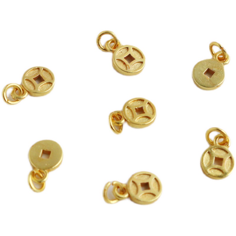 Set 10 Thẻ Đồng Xu Vàng 18k 6mm Tự Làm Trang Sức Phong Cách Retro