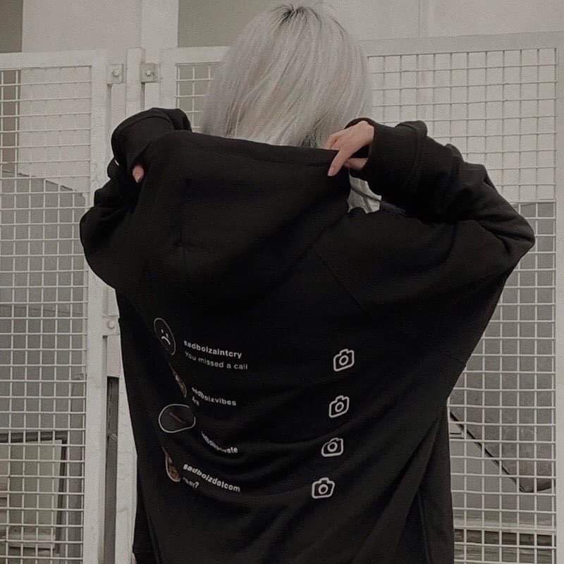 Áo hoodie sadboi máy ảnh/ tin nhắn mũ 2 lớp