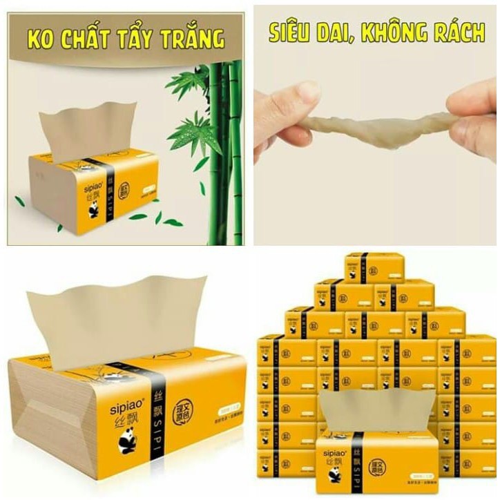 Thùng 30 gói giấy ăn gấu trúc Sipiao loại 1,Khăn giấy rút gấu trúc cực mềm mại hàng nội địa trung sẵn