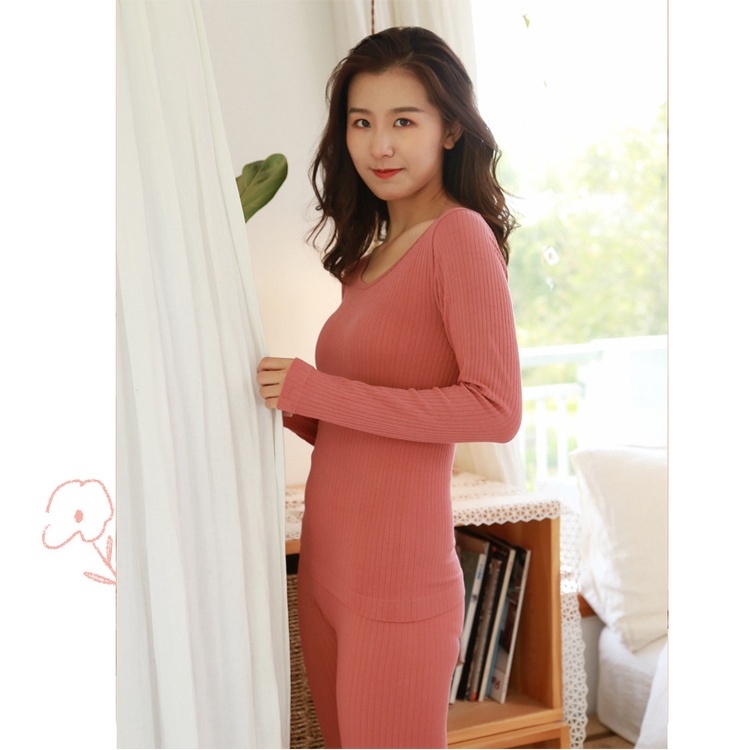 Đồ bộ ngủ nữ, bộ len tăm thu đông giữ nhiệt mặc nhà, đồ nữ giữ nhiệt kiểu ôm body mềm co giãn 4 chiều | BigBuy360 - bigbuy360.vn