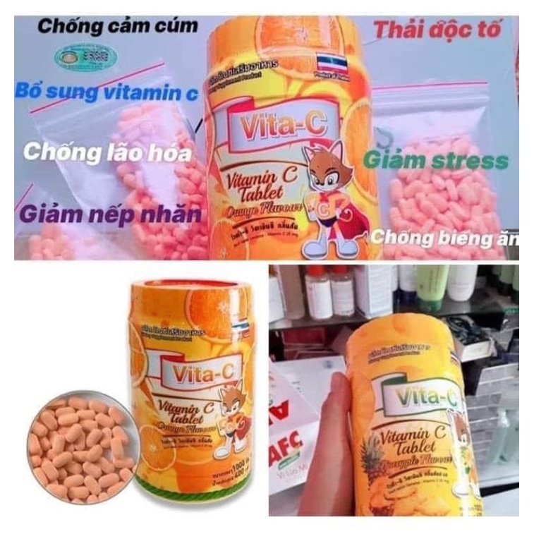 Kẹo Vitamin C Thái Lan vị cam Hộp 1000 viên