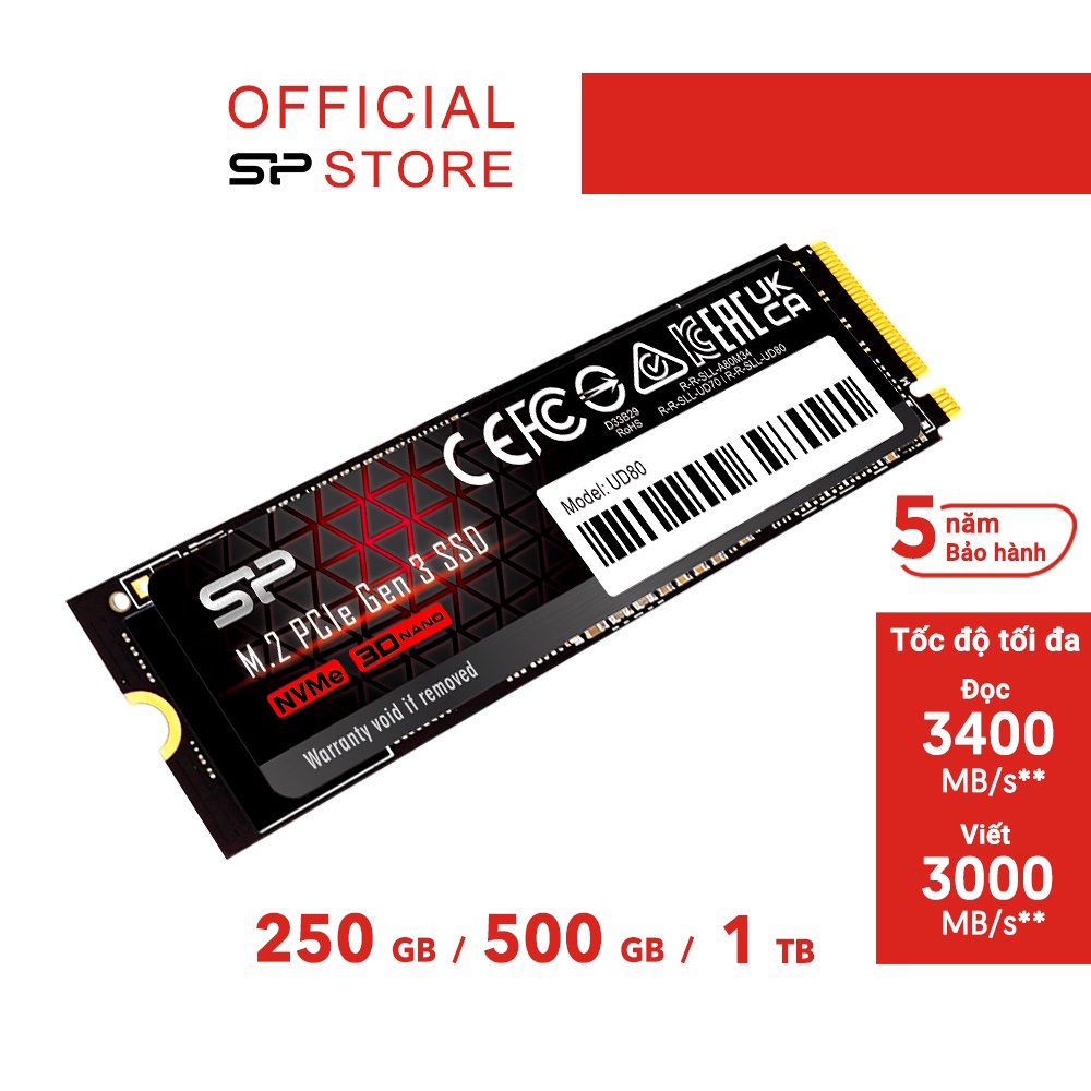 Ổ cứng M.2 SSD Silicon Power NVME 250GB 500GB 1TB PCIE Gen 3x4_UD80 P34 -BH 5 năm