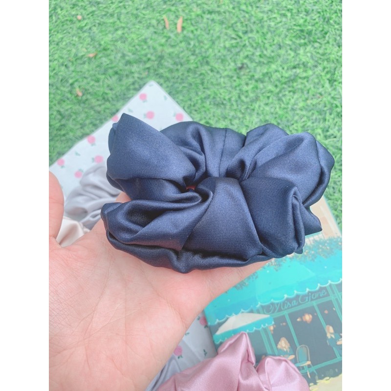 Dây buộc tóc, cột tóc scrunchies lụa trơn phi to size 12cm nhiều màu siu to lụa - CT_LUA