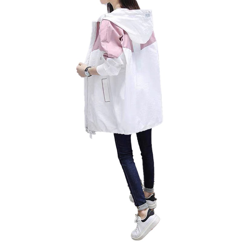 Áo khoác chống nắng nữ AES form dài vải dù phối 2 màu
