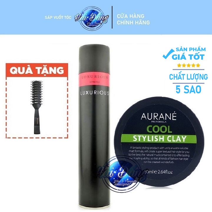 [COMBO] [CHÍNH HÃNG] Sáp Vuốt Tóc AURANÉ 80g - Nhập Pháp + Gôm Luxurious 400ml + Tặng Lược