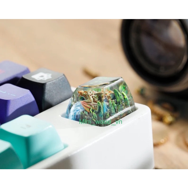 Nút bàn phím cơ Rồng Vàng Cam.Keycap resin Dragon Yellow Orange.Keycap Artisan