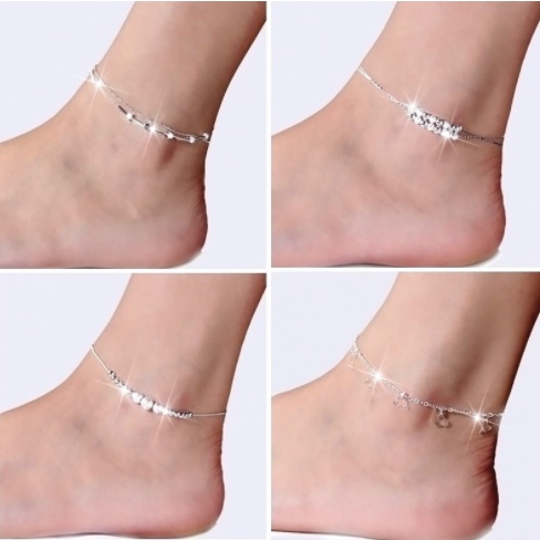 Lắc chân, vòng chân màu bạc thời trang, xinh xắn