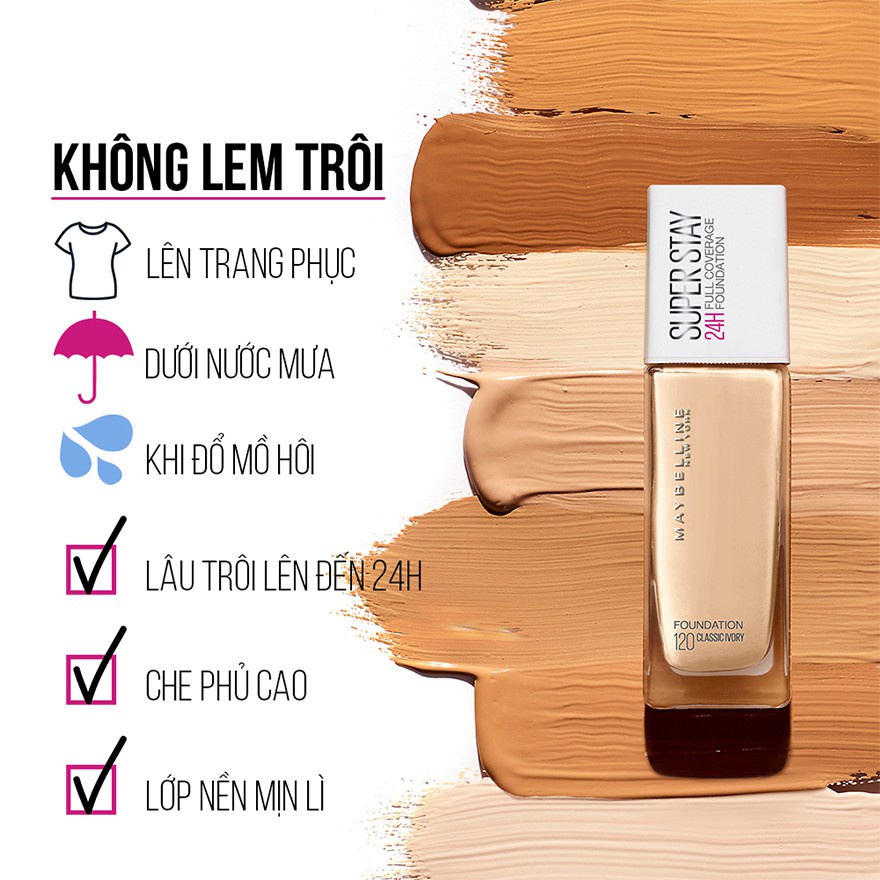 Kem Nền Lâu Trôi Maybelline SuperStay 24H Full Coverage 30ml