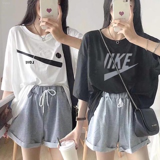 quần đùi nữ Quần đùi ◙☢Bộ đồ nữ mùa hè 2021 phiên bản mới của Hàn Quốc áo thun ngắn tay cỡ lớn trong sinh viên thể thao