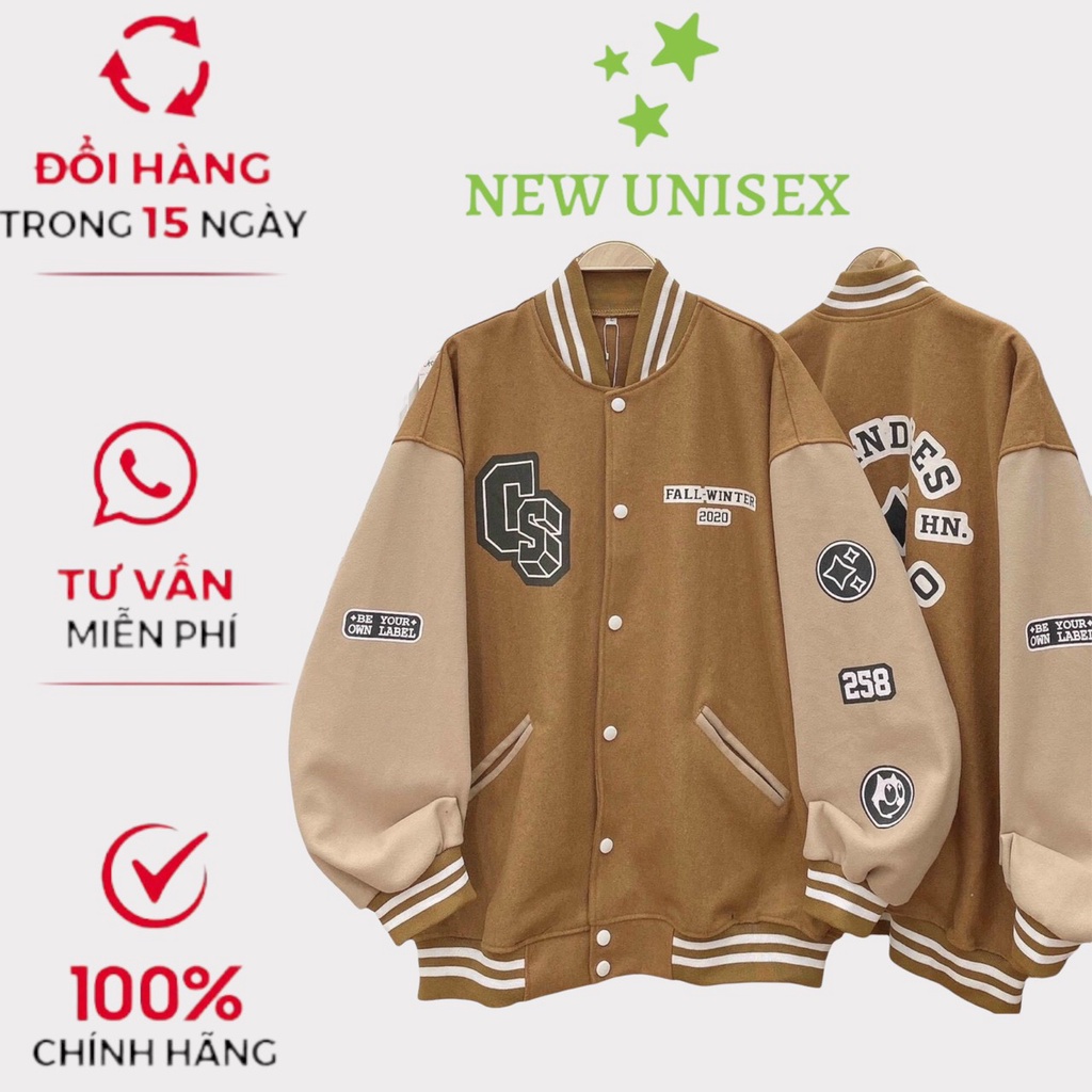 Áo Khoác Nỉ Bomber Chữ CS Nữ Phong Cách Trẻ Unisex Hot Trend